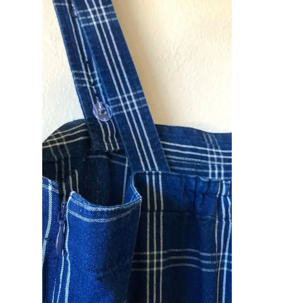J. Crew Windowpane Cross-Back Jumper Size 2 in Blue & White Cottage Core - Picture 14 of 15